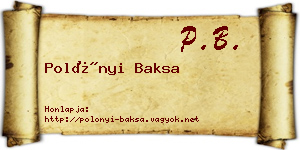 Polónyi Baksa névjegykártya